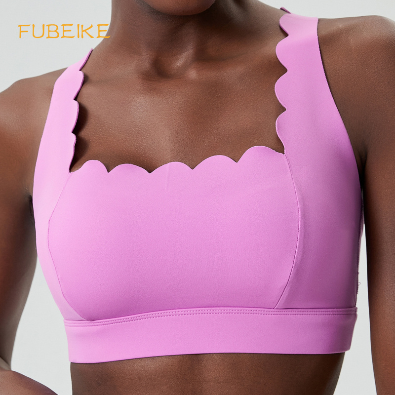 Sports Bra Racerback - FUBEIKE موجة صغيرة مزدوجة الكتف حزام