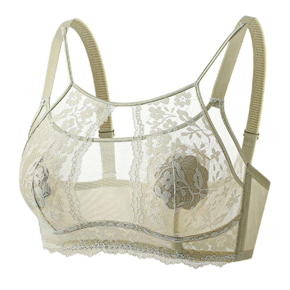 Sheer Mesh Bra - أزياء شبكة زهرة اللاسلكية العميق الخامس