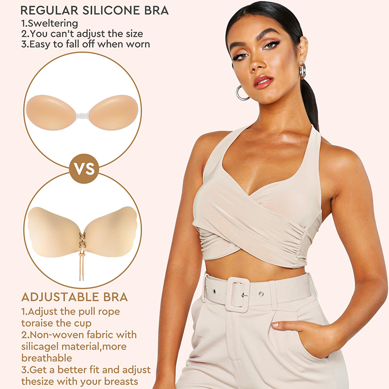1/2 Pairs النساء الصيف عارية ا - مراجعة Plunge Bra Push Up وسعره
